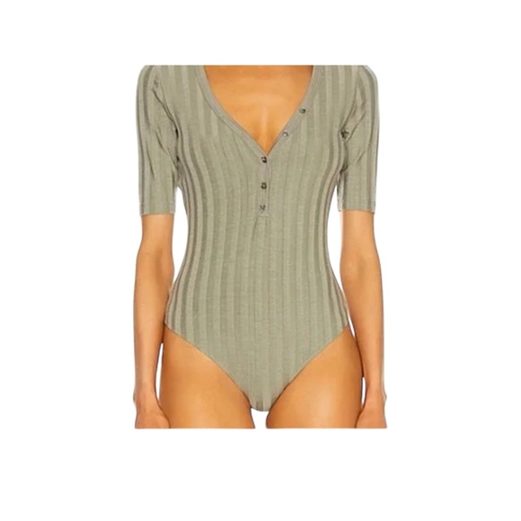 Connie Tops - JONATHAN SIMKHAI  Connie Womens Button Front V Neck Bodysuit
